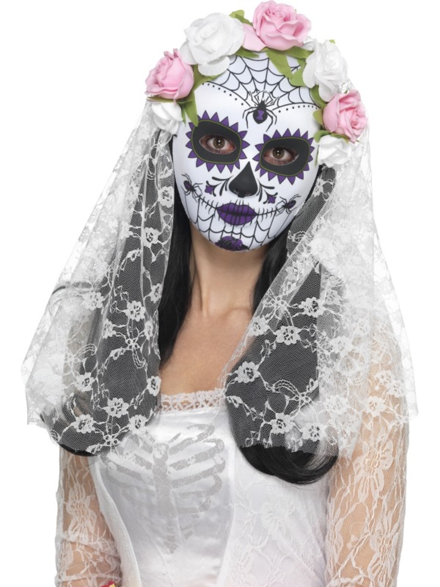 Supermercado rebanada Clavijas Comprar Máscara de novia Catrina con velo > Mascaras de Terror para  Disfraces > Máscaras para Disfraces > Máscaras de Esqueletos y Calaveras  para Disfraces | Tienda de disfraces en Madrid, disfracestuyyo.com