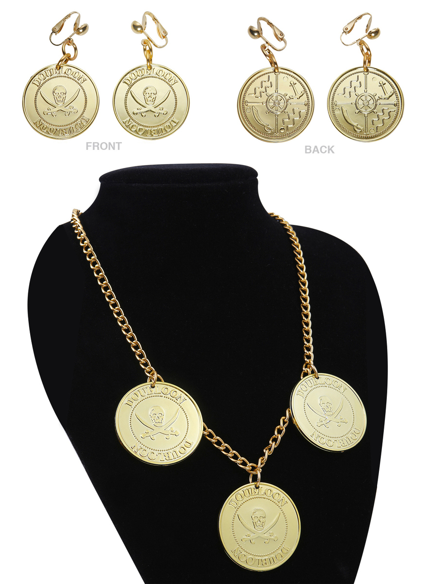 YAJIMAOY – Set De Collar Y Pendientes De Calavera Para Mujer, Accesorios Pirata De Aleación Para Halloween Y Cosplay
