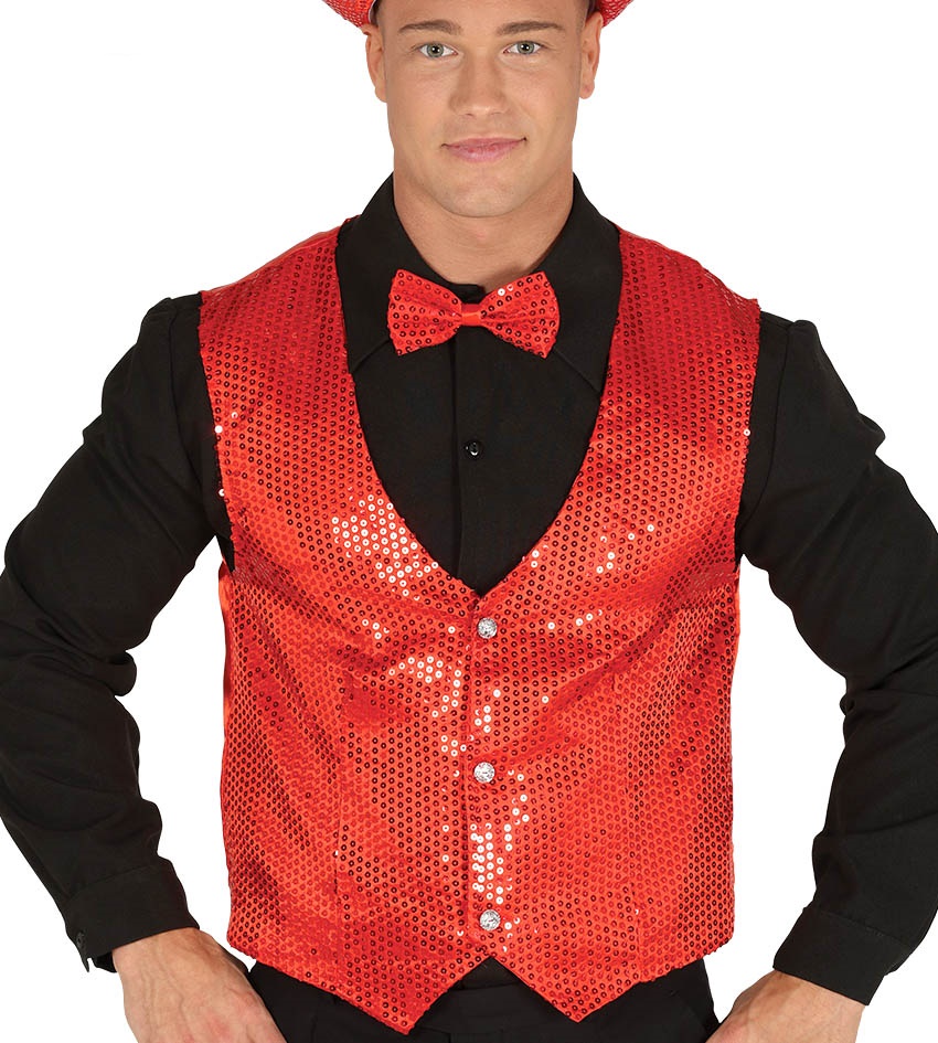Chaleco de Lentejuelas Rojo para hombre > Accesorios Textiles para  Disfraces > Complementos para Disfraces > Chalecos para Disfraces