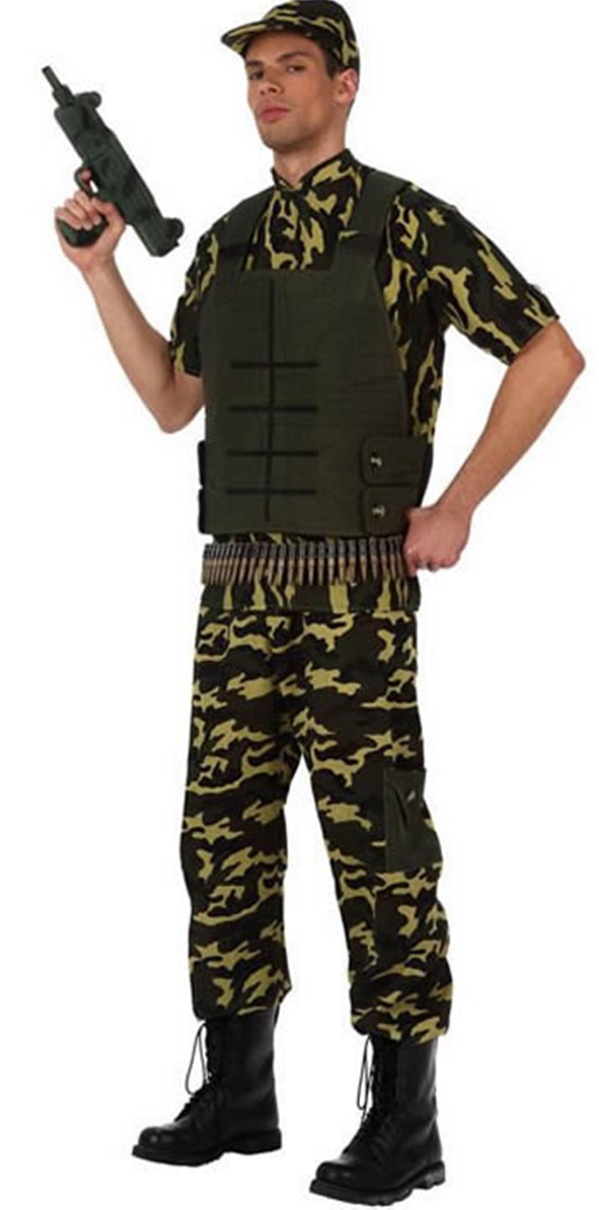 Disfraz Militar de Camuflaje Adulto - Completo con Pantalón, Camisa y Gorra