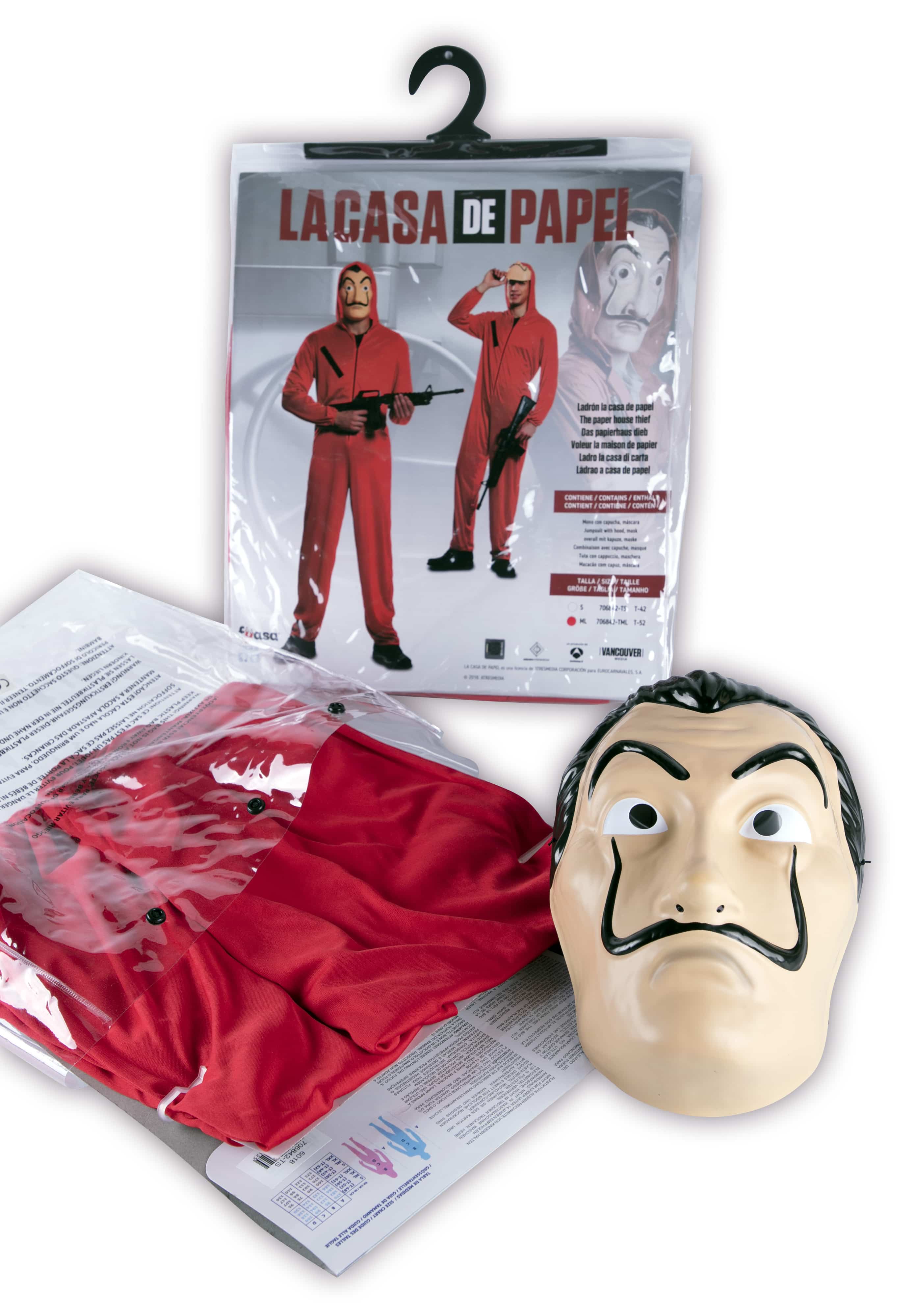 Disfraz Ladrón La Casa de Papel con Máscara (Talla 42-44)✓ por sólo 15,95  €. Tienda Online. Envío en 24h. . ✓.  Artículos de decoración para Fiestas.