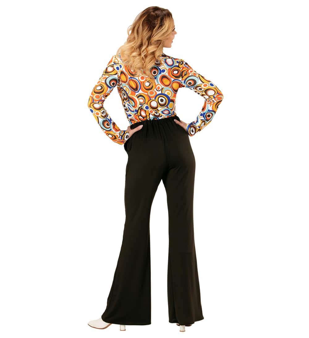 Pantalones de Mujer Anos 70 Groovy Negro Accesorios Textiles para Disfraces Complementos para Disfraces Pantalones para Disfraces