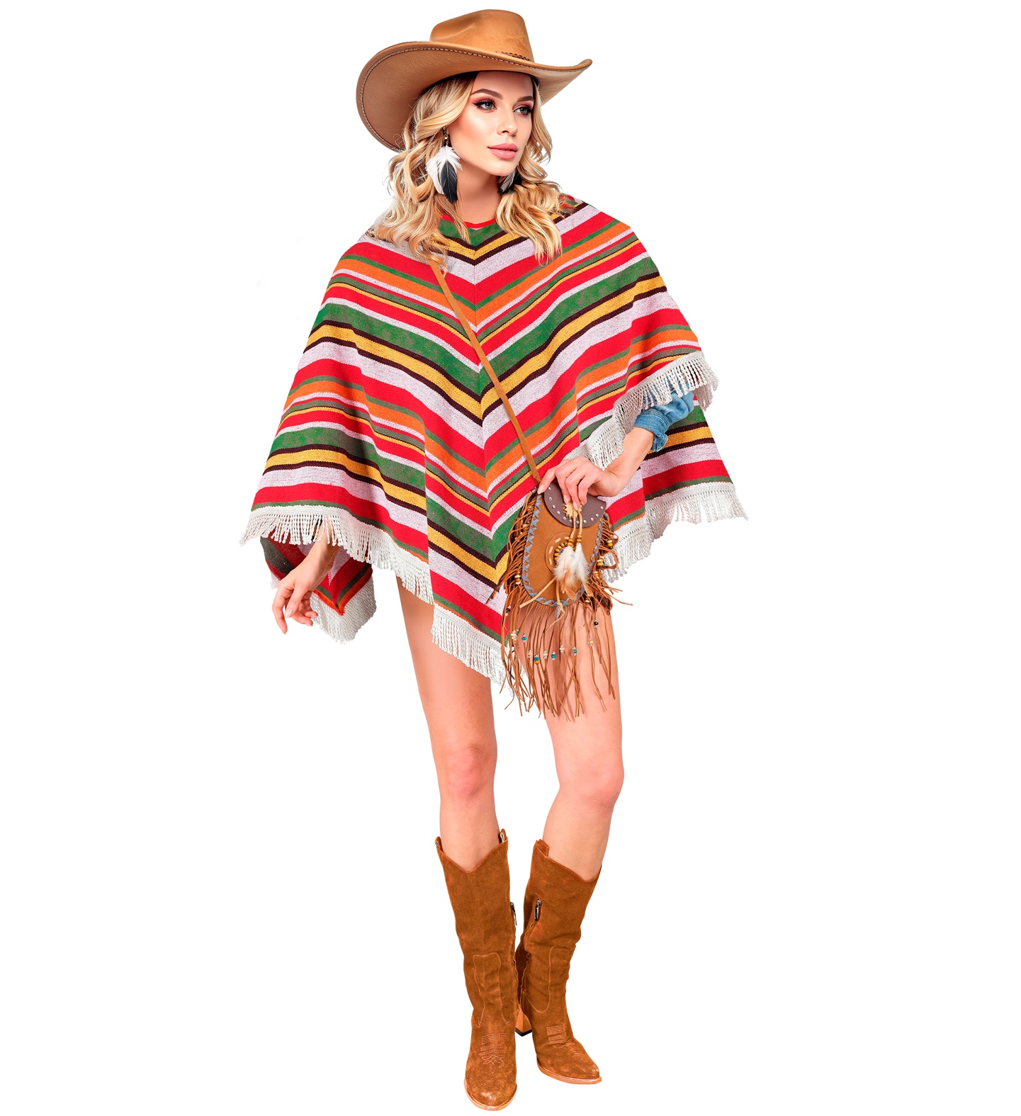 Poncho Mexicano de Algodón Disfraz Mexicano Unisex para Fiestas