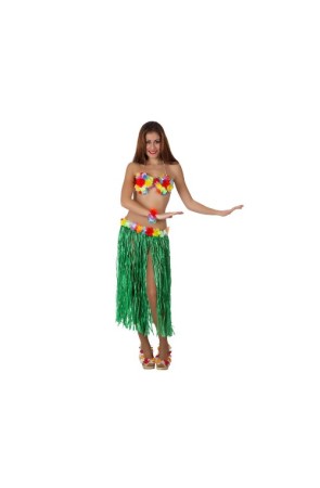 Falda larga hawaiana con top y accesorios.