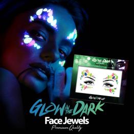 Gemas adhesivas para la cara "Glow in the dark"
