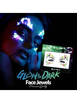 Gemas adhesivas para la cara "Glow in the dark"
