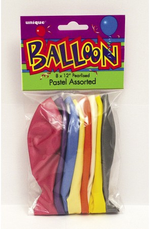 10 globos colores pastel variados (30 cm) - Línea Colores Básicos