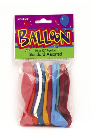 10 globos colores variados (30 cm) - Línea Colores Básicos