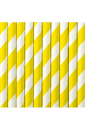 10 pajitas amarillas de papel - Aloha