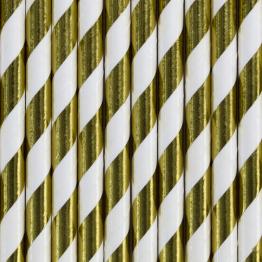 10 pajitas con rayas doradas de papel - Trick or Treat Collection