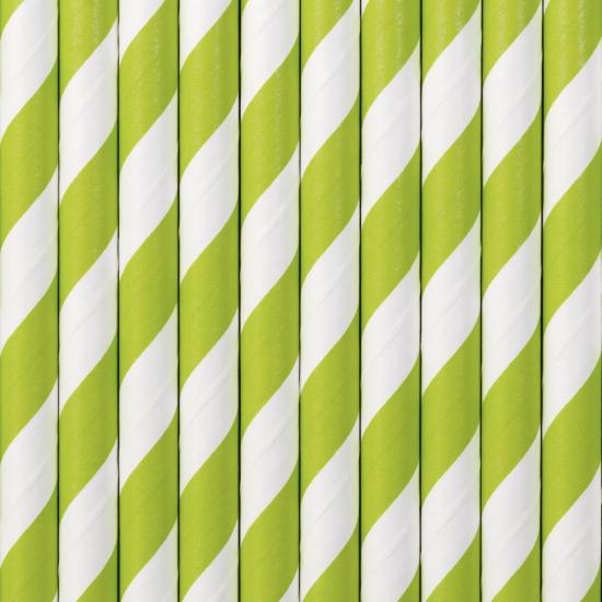 10 pajitas con rayas verdes claro de papel 10 pajitas con rayas verdes claro de papel