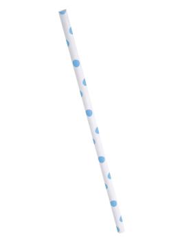 10 pajitas de topos azul cielo y blanco