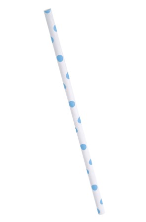 10 pajitas de topos azul cielo y blanco