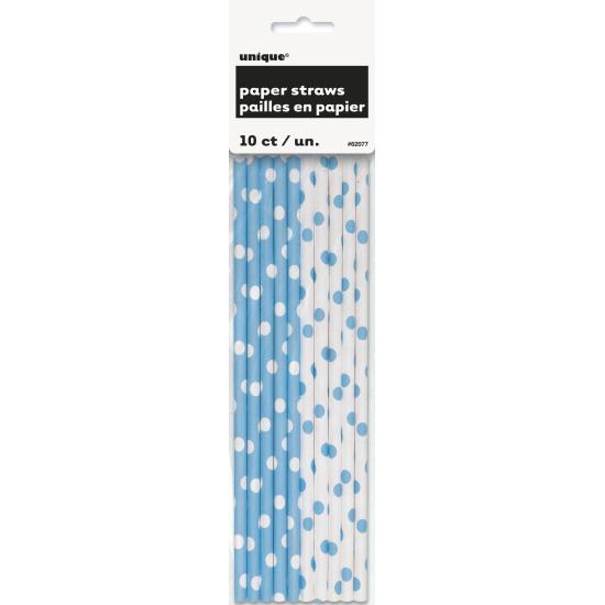 10 pajitas de topos azul cielo y blanco 10 pajitas de topos azul cielo y blanco