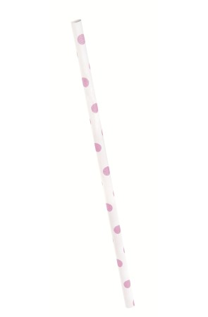 10 pajitas de topos rosa claro y blanco