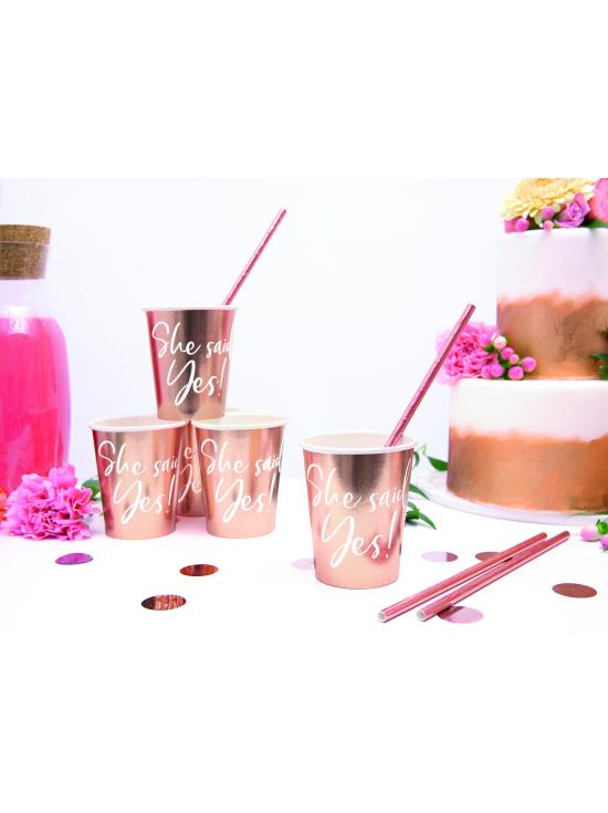10 pajitas oro rosas de papel - Tropical Wedding