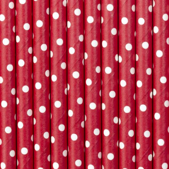 10 pajitas rojas con lunares blancos de papel 10 pajitas rojas con lunares blancos de papel