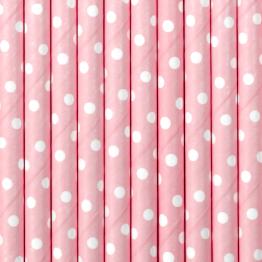 10 pajitas rosas pastel con lunares blancos de papel - Gold Bridal Shower