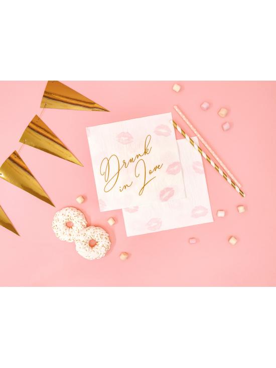 10 pajitas rosas pastel con lunares blancos de papel - Gold Bridal Shower