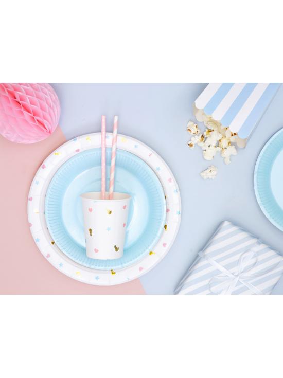 10 pajitas rosas pastel con lunares blancos de papel - Gold Bridal Shower