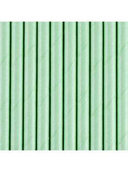 10 pajitas verdes menta de papel