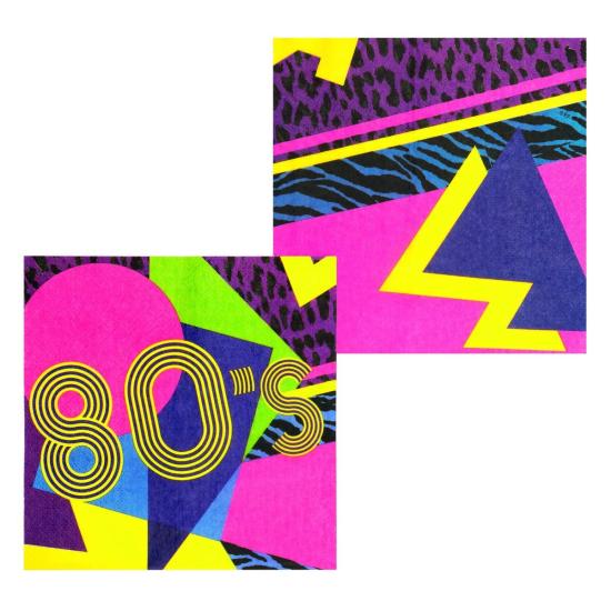 12 servilletas años 80 (33x33 cm) - Pop Party 12 servilletas años 80 (33x33 cm) - Pop Party