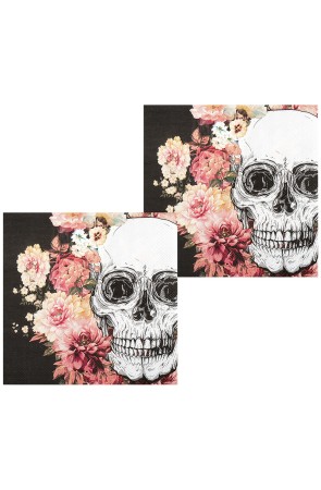 12 servilletas de esqueleto con flores (33x33 cm)