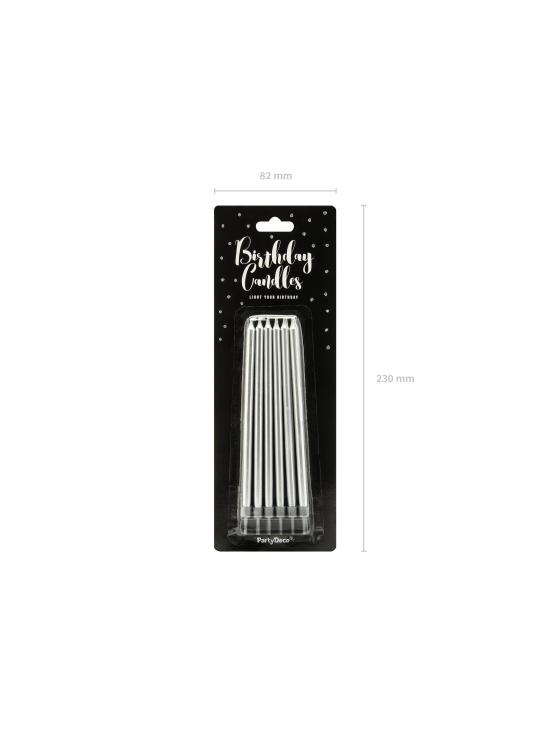 12 velas de cumpleaños plateadas (12,5 cm)