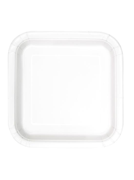 14 platos cuadrados blancos (23 cm) - Línea Colores Básicos