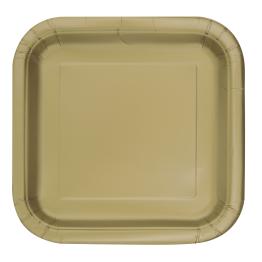 14 platos cuadrados dorados (23 cm) - Línea Colores Básicos