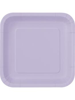 14 platos cuadrados lilas (23 cm) - Línea Colores Básicos