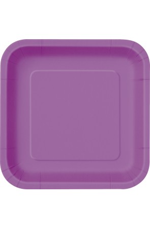 14 platos cuadrados morados (23 cm) - Línea Colores Básicos