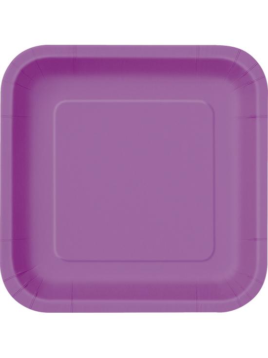 14 platos cuadrados morados (23 cm) - Línea Colores Básicos