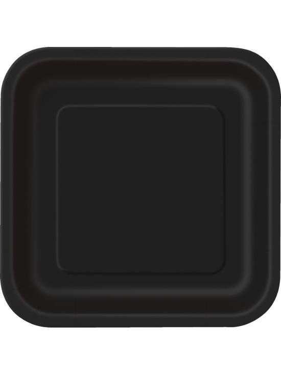 14 platos cuadrados negros (23 cm) - Línea Colores Básicos