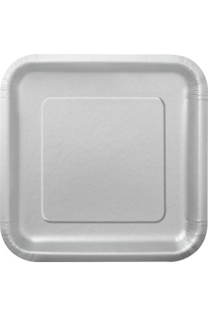 14 platos cuadrados plateados (23 cm) - Línea Colores Básicos