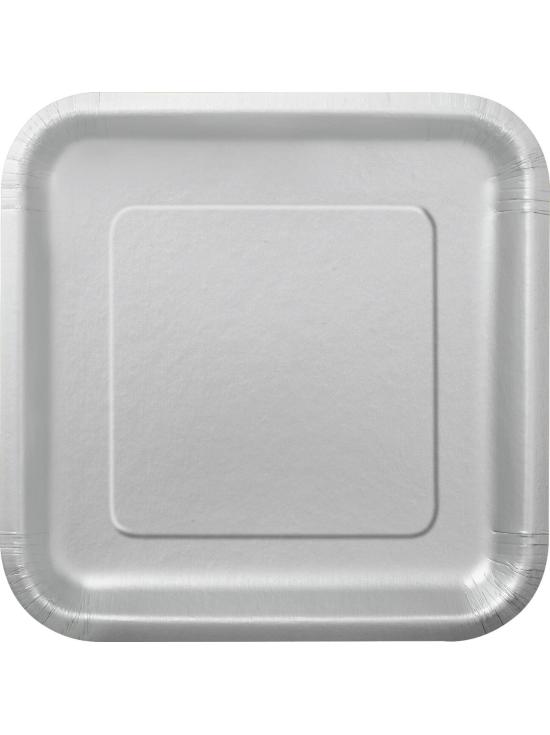 14 platos cuadrados plateados (23 cm) - Línea Colores Básicos