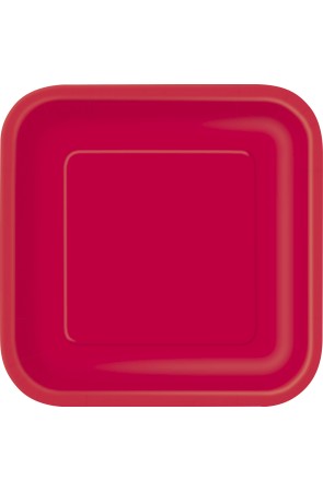 14 platos cuadrados rojos (23 cm) - Línea Colores Básicos