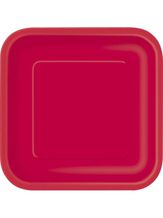 14 platos cuadrados rojos (23 cm) - Línea Colores Básicos