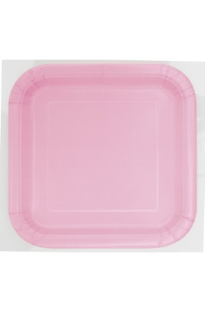 14 platos cuadrados rosa claro (23 cm) - Línea Colores Básicos