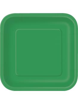 14 platos cuadrados verde esmeralda (23 cm) - Línea Colores Básicos