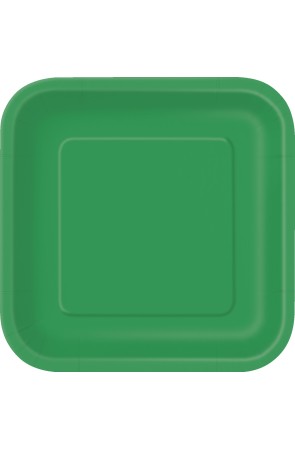 14 platos cuadrados verde esmeralda (23 cm) - Línea Colores Básicos
