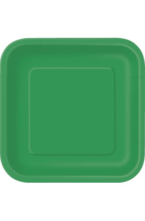14 platos cuadrados verde esmeralda (23 cm) - Línea Colores Básicos