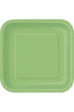 14 platos cuadrados verde lima (23 cm) - Línea Colores Básicos