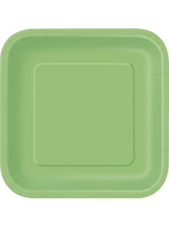 14 platos cuadrados verde lima (23 cm) - Línea Colores Básicos