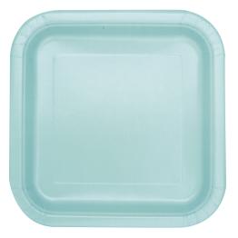 14 platos cuadrados verde menta (23 cm) - Línea Colores Básicos