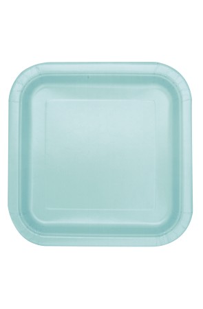 14 platos cuadrados verde menta (23 cm) - Línea Colores Básicos
