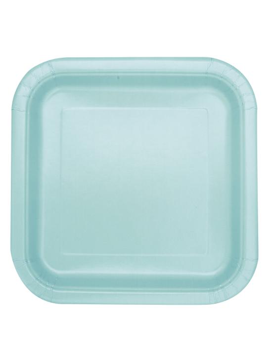 14 platos cuadrados verde menta (23 cm) - Línea Colores Básicos