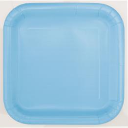 16 platos cuadrados pequeños azul cielo (18 cm) - Línea Colores Básicos