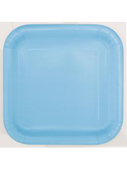 16 platos cuadrados pequeños azul cielo (18 cm) - Línea Colores Básicos