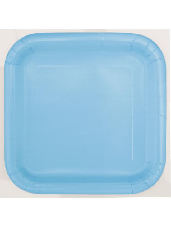 16 platos cuadrados pequeños azul cielo (18 cm) - Línea Colores Básicos